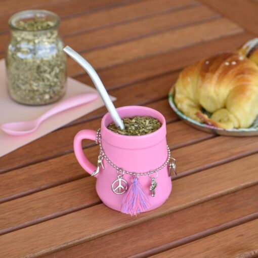 Mate vaciado fácil con dijes rosa