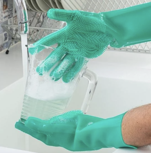 Par de guantes de silicona esponja verde