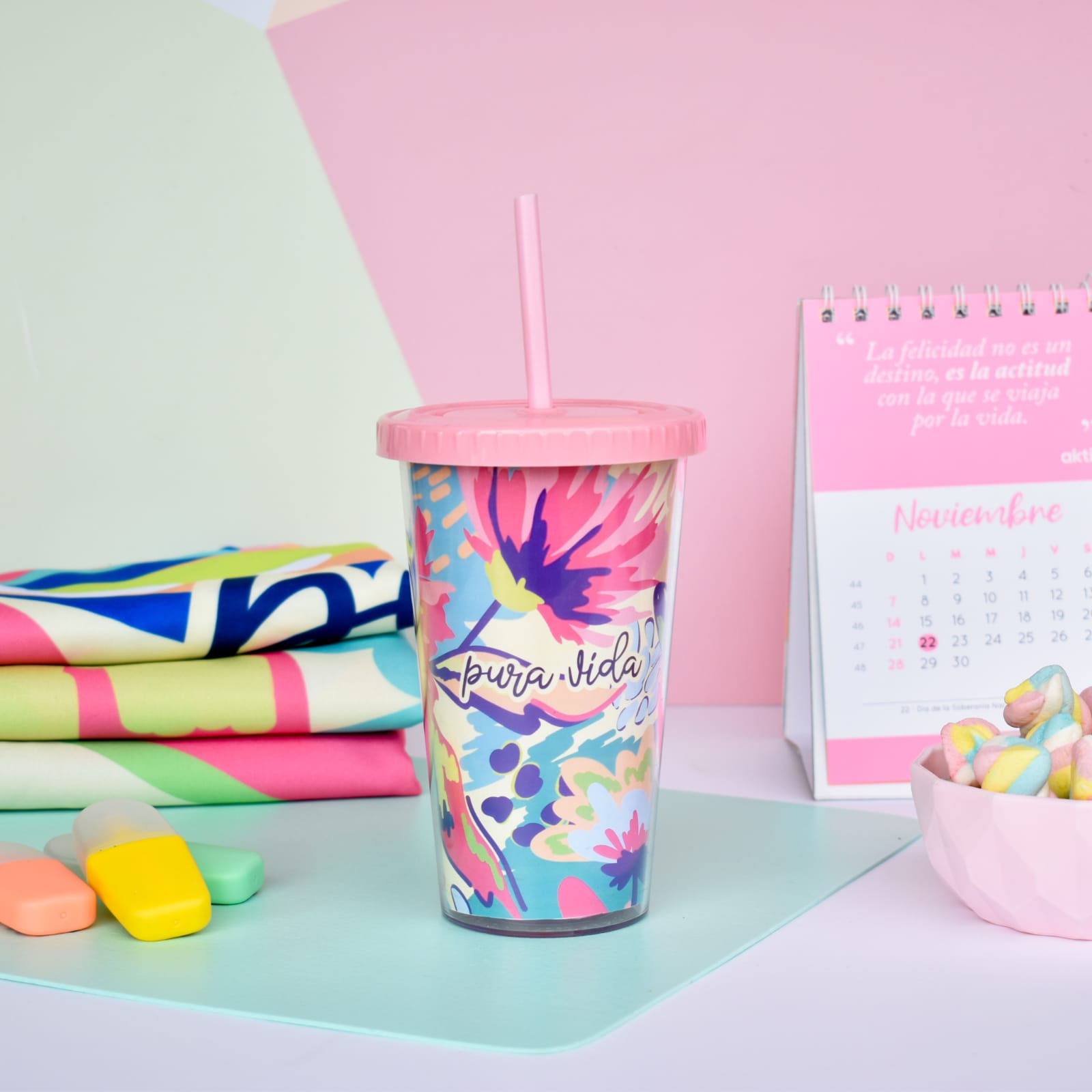 Vaso alto Pura Vida con sorbete