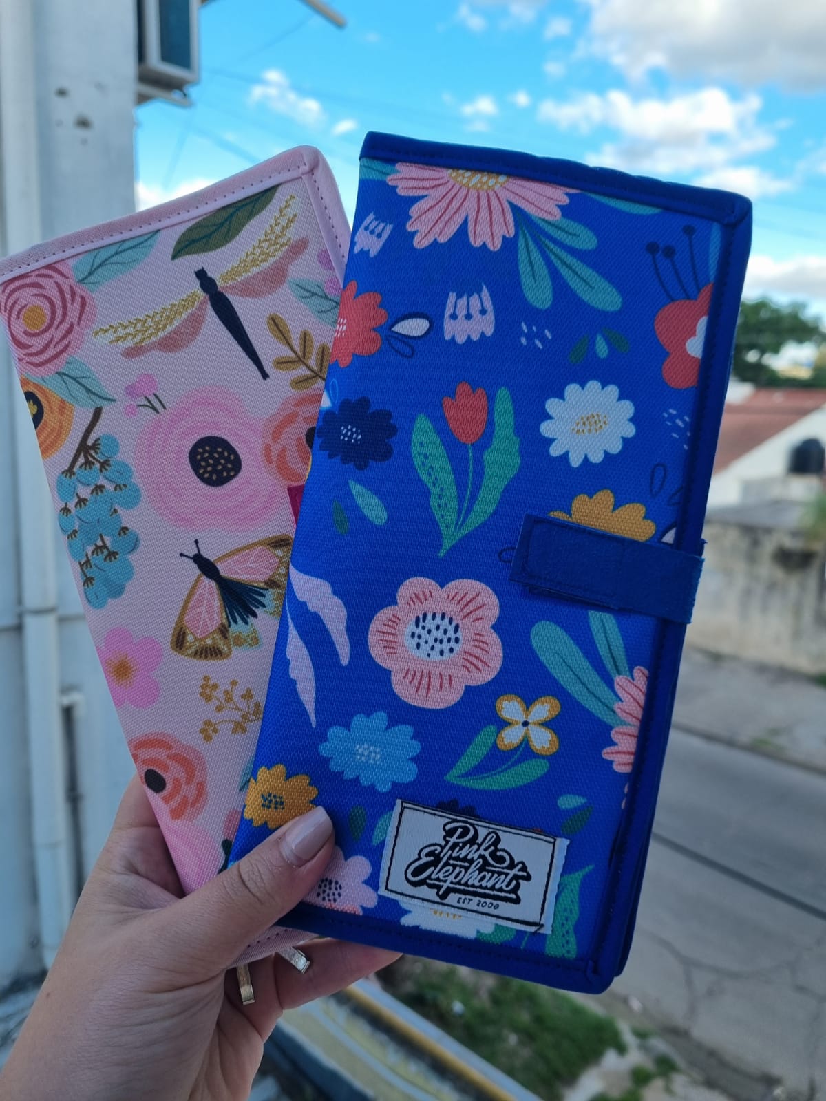 Porta documentos flores azul