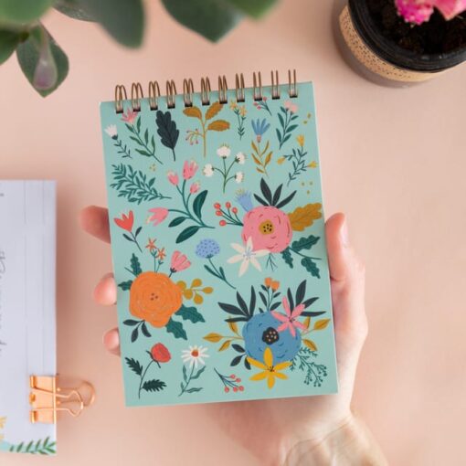 Libreta aqua flores chicas