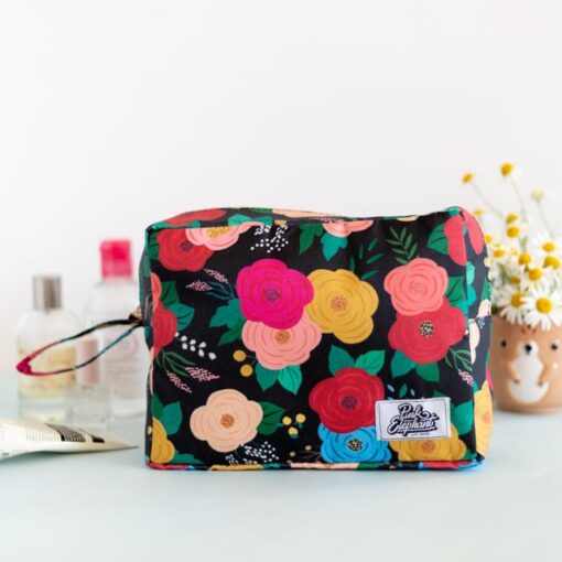Bolso flores negro