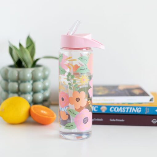 Botella con pico Flores Rosa
