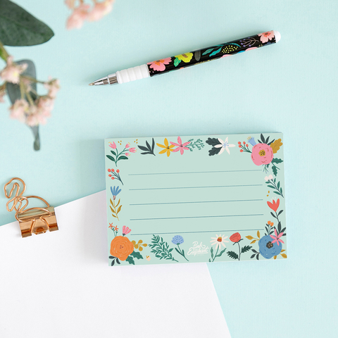 Block de notas Aqua flores chica