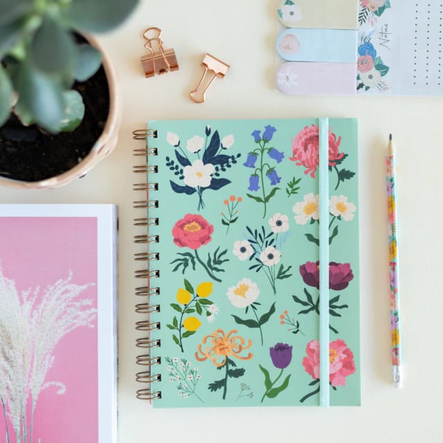 Cuaderno a5 Flores aqua
