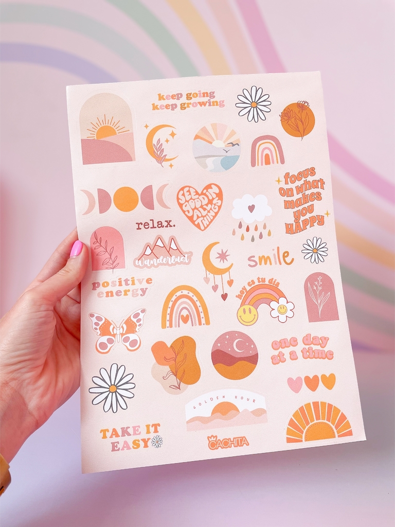 Plancha de stickers Boho