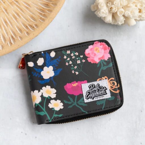 Billetera Flores negra