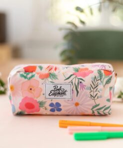 Cartuchera grande Flores Rosa