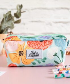 Cartuchera grande Flores aqua