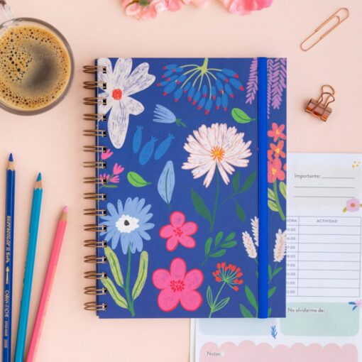 Cuaderno a5 Flores azul