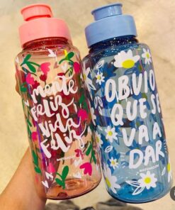 Alternative view of Botellón 1 lt celeste floreado