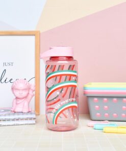 Botellón 1 lt rosa arcoiris