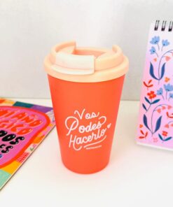 Vaso térmico con tapa a rosca salmón