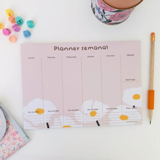 Planner semanal emblocado Flores