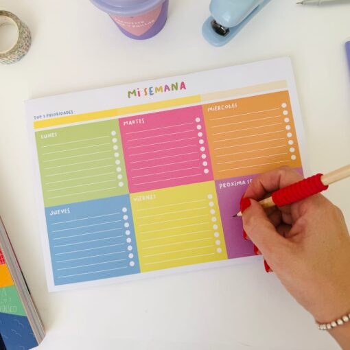 Planner semanal emblocado Flores "Mi semana"