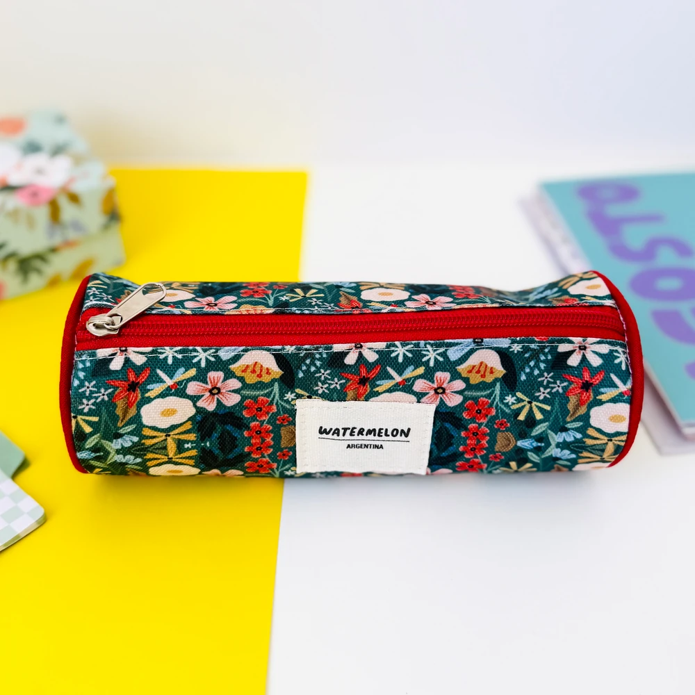 Cartuchera tubo Verde y rojo