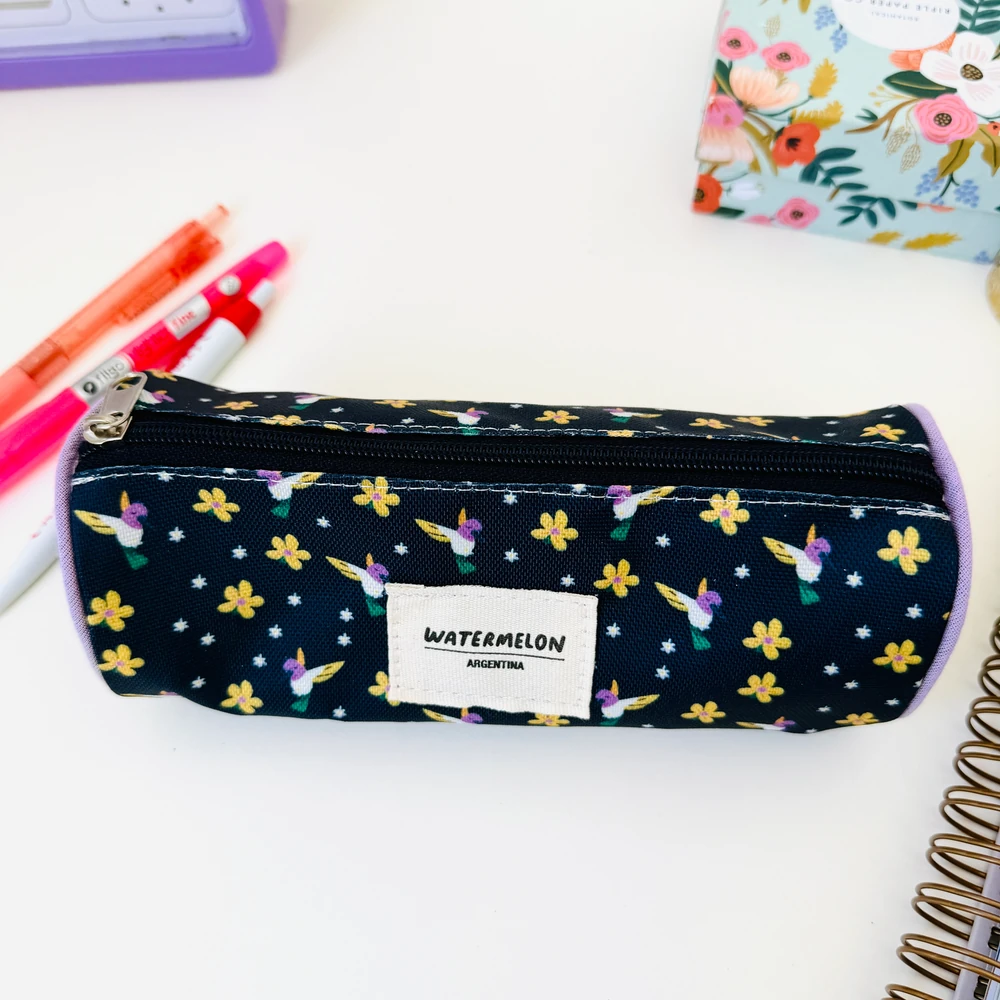 Cartuchera tubo Azul colobrí