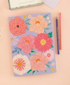 Libreta grande Flores aqua