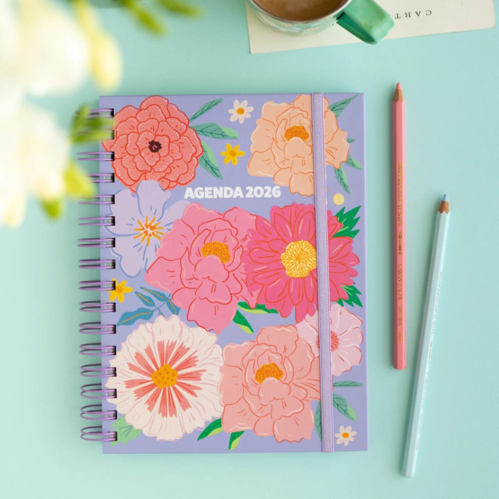 AGENDA 2026 Modelo Flores lila