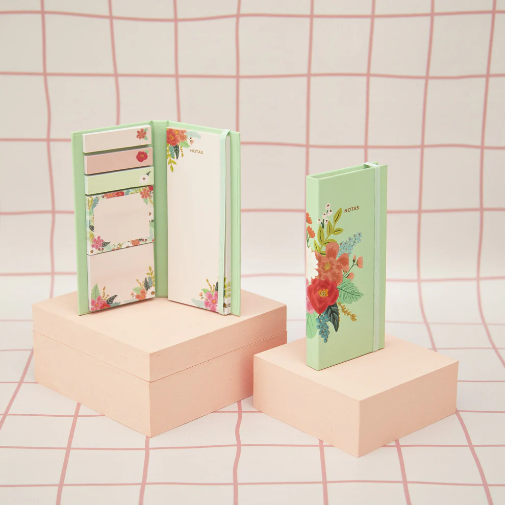 Cuaderno de post its FLORES AQUA