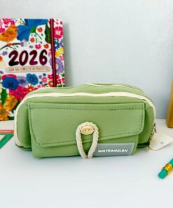 Cartuchera con cordón verde oliva